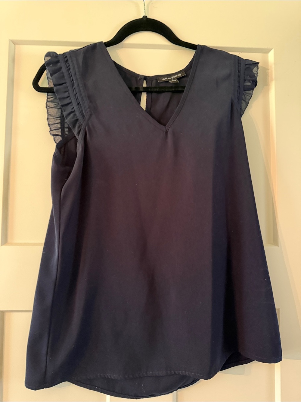Elle Navy V-Neck Ruffle Sleeve Camisole